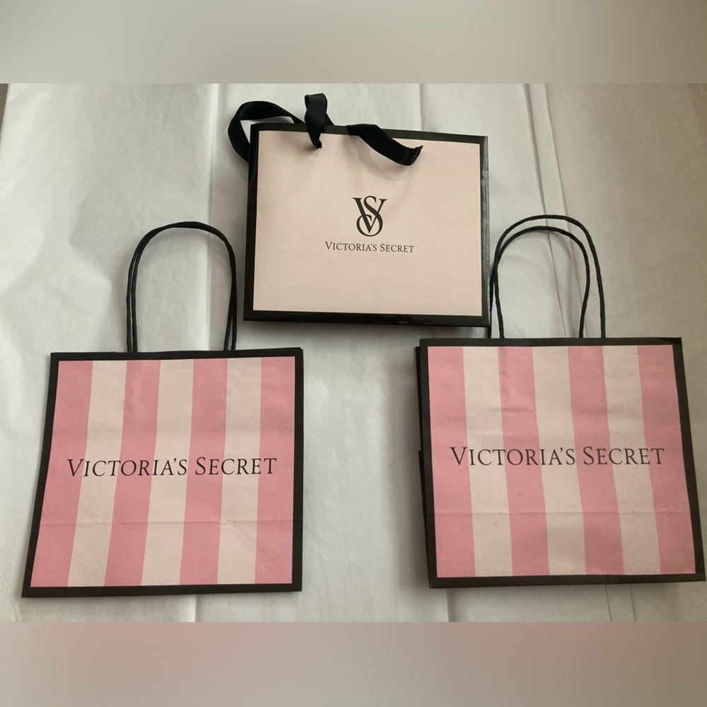 3 Victoria's Secret Pink/Black Gift Bags